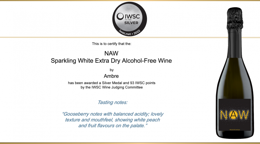 NAW - Sparkling White Extra Dry Alcohol-Free Wine: medaglia d'argento IWSC 2022