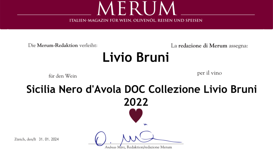 LIVIO BRUNI - Nero d'Avola Sicilia doc: Merum 2024
